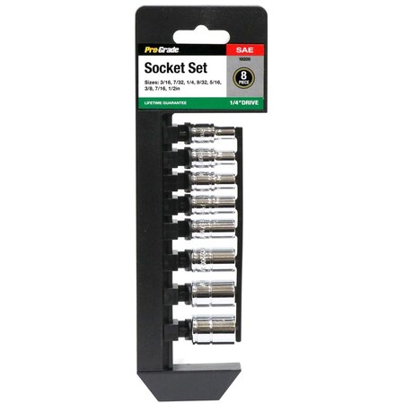 Pro-Grade Tools 8 Pc. 1/4" Dr. Sae Socket Set With Rail 19200